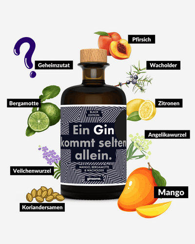 Black Gin (Mango, Bergamotte) - Premium Gin (500ml, 42% Vol.)